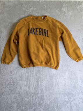 Lake girl Corded Rib Crew Neck Sweatshirt in Pumpkin L